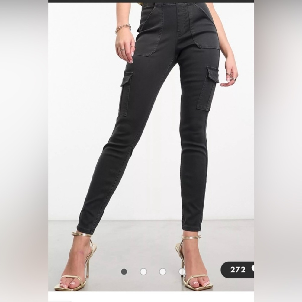 Spanx stretch twill ankle black cargo pants